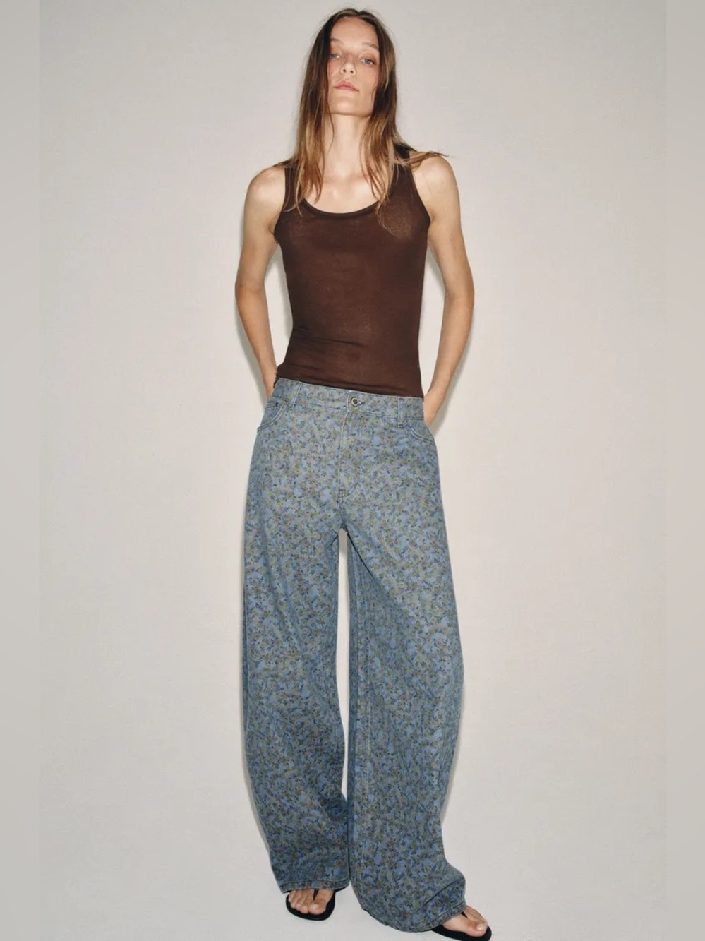 Zara ZW COLLECTION BARREL FLORAL JEANS